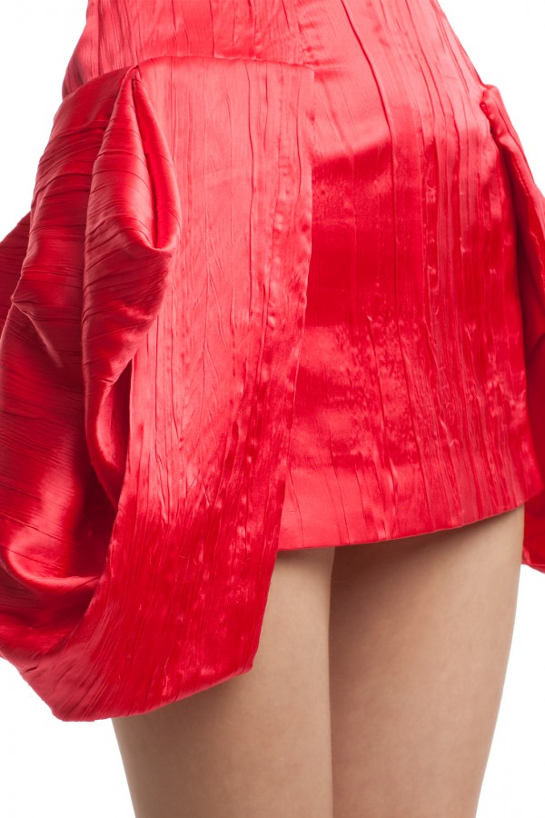 Атласное красное платье БТ007-4