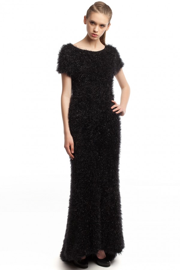 Длинное черное платье ЛБ013-1