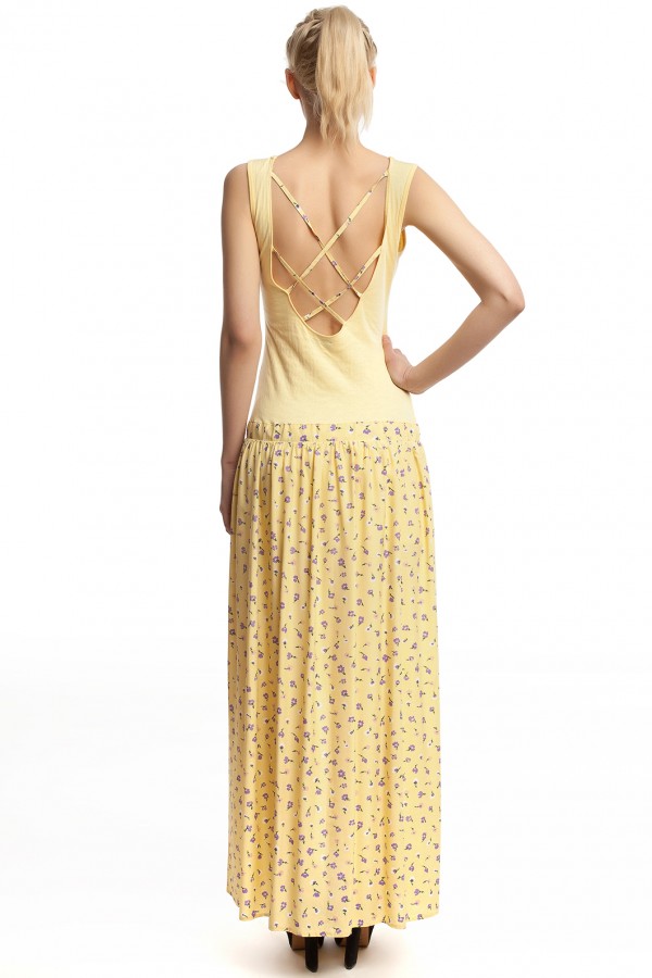 Платье длинное желтое БТ017-3